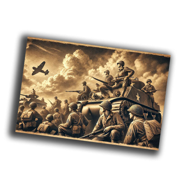 vintage retro-style military artwork depicting soldiers in 1940s WW2 Photo Glossy 4*6 in D012