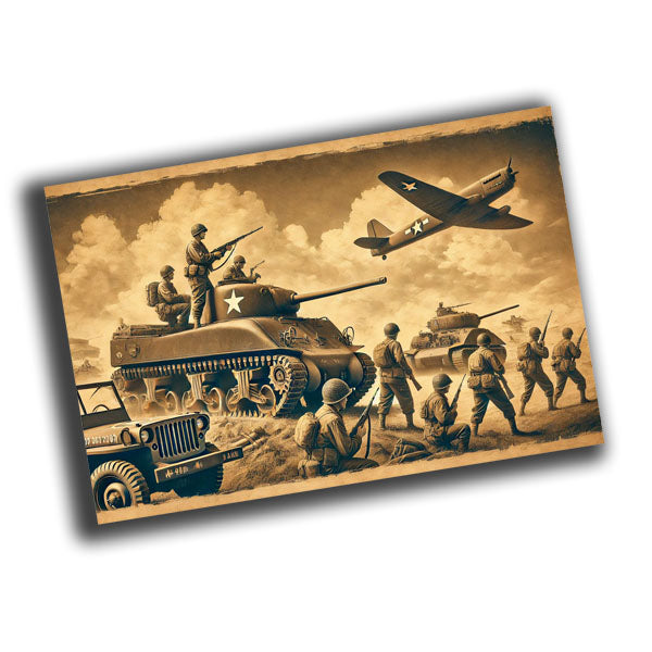 vintage retro-style military artwork depicting soldiers in classic 1940s  WW2 Photo Glossy 4*6 in D013