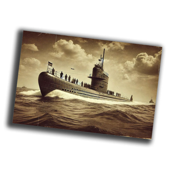 vintage retro-style image of a World War II-era German U-boat WW2 Photo Glossy 4*6 in D015