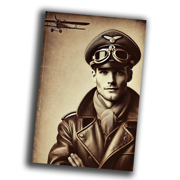 vintage retro-style portrait of a German Luftwaffe pilot from the 1940s WW2 Photo Glossy 4*6 in D016