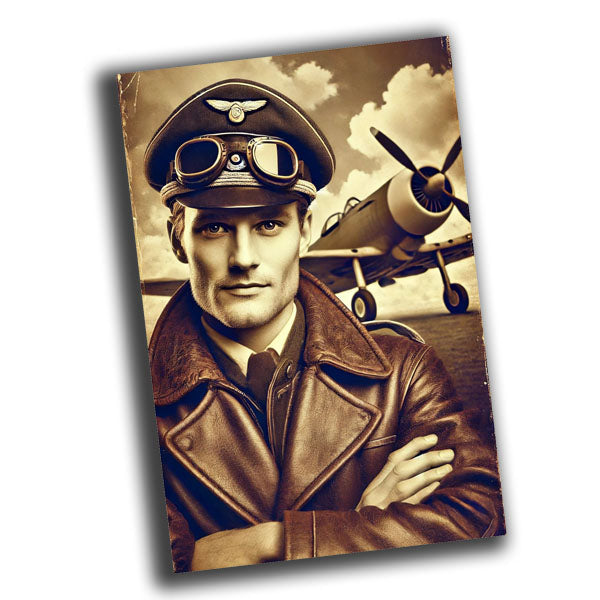 vintage retro-style portrait of a German Luftwaffe pilot from the 1940s WW2 Photo Glossy 4*6 in D017