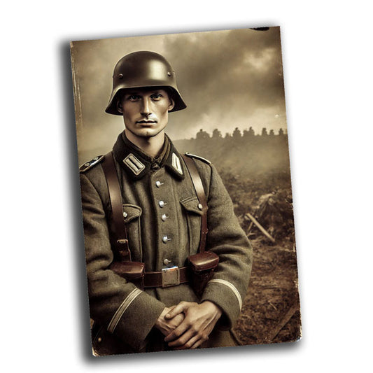vintage retro-style portrait of a Wehrmacht soldier from World War II WW2 Photo Glossy 4*6 in D022