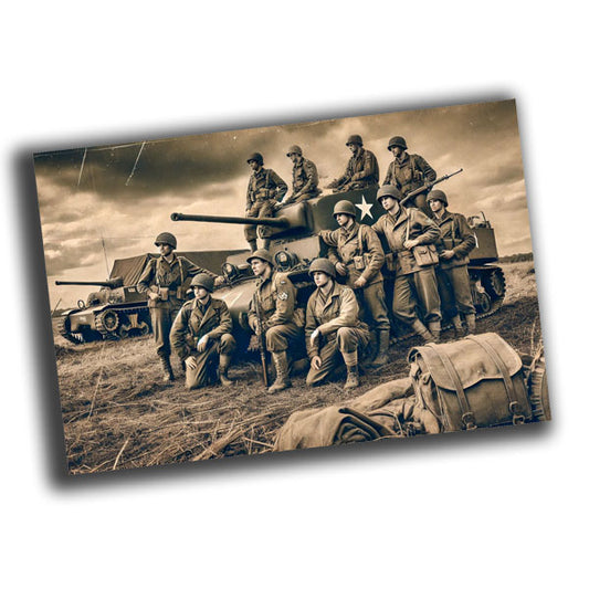 group of soldiers in classic 1940s military 1940s  WW2 Photo Glossy 4*6 in D025