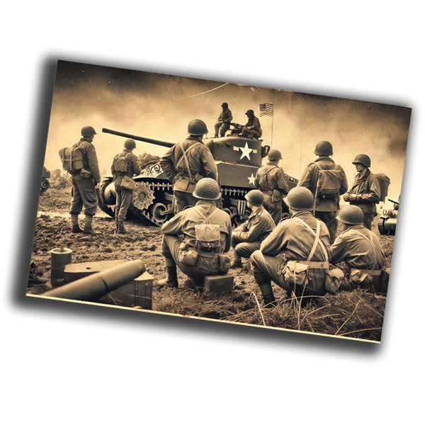group of soldiers in classic 1940s military uniforms WW2 Photo Glossy 4*6 in D027