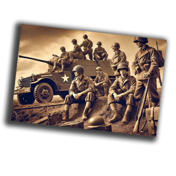 soldiers in classic military uniforms from the 1940s WW2 Photo Glossy 4*6 in D028