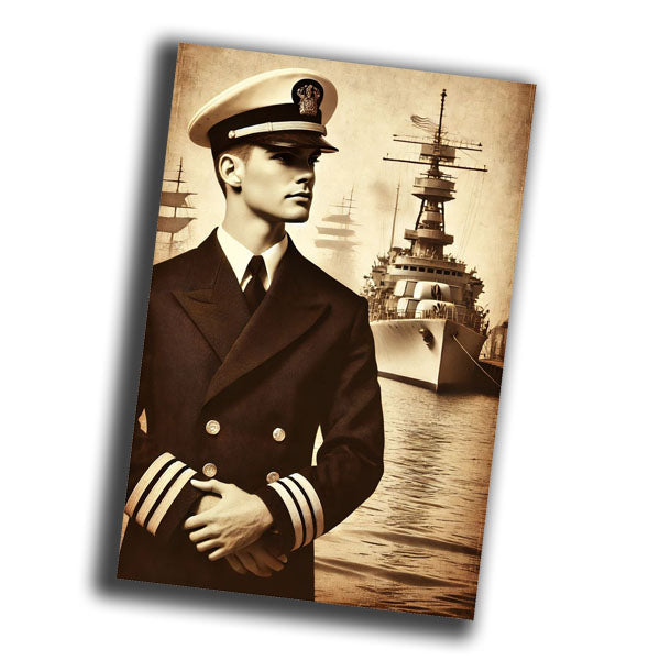 U.S. Navy officer from the 1940s in a classic navy uniform WW2 Photo Glossy 4*6 in D029