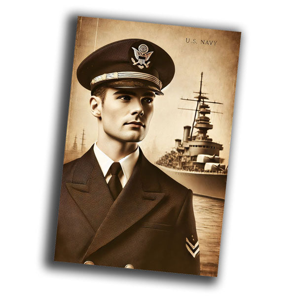 U.S. Navy officer from the 1940s in a classic navy uniform WW2 Photo Glossy 4*6 in D030