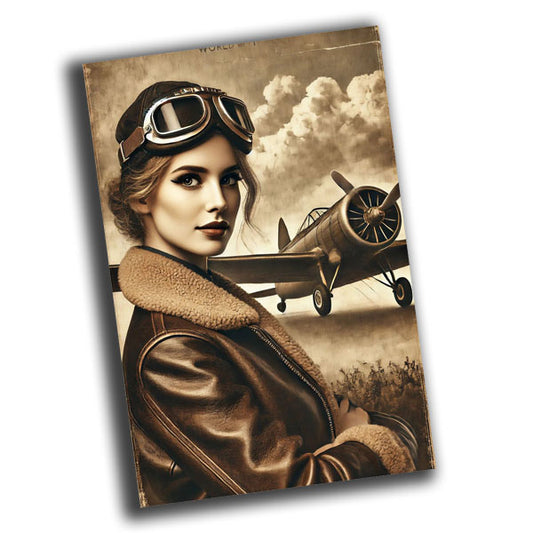 female pilot from the 1940s, wearing a leather bomber jacket  WW2 Photo Glossy 4*6 in D033