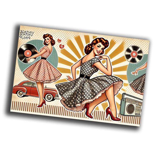 retro vintage  illustration of a glamorous woman from the mid-20th century Photo Glossy 4*6 in E 019