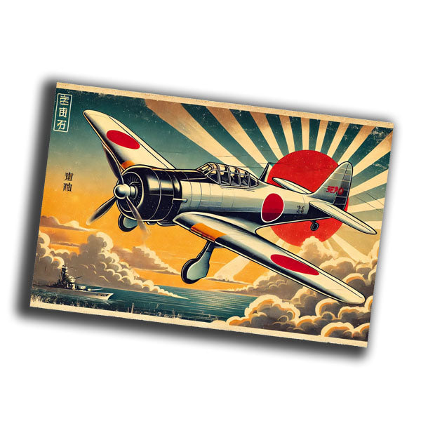 retro vintage illustration of a Japanese Zero fighter aircraft Photo Glossy 4*6 in E 023