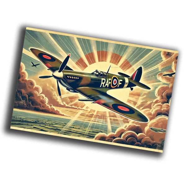 retro vintage illustration of a Spitfire fighter plane Photo Glossy 4*6 in E 025