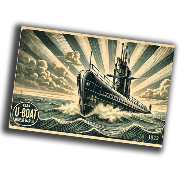 retro vintage illustration of a U-boat submarine Photo Glossy 4*6 in E 026