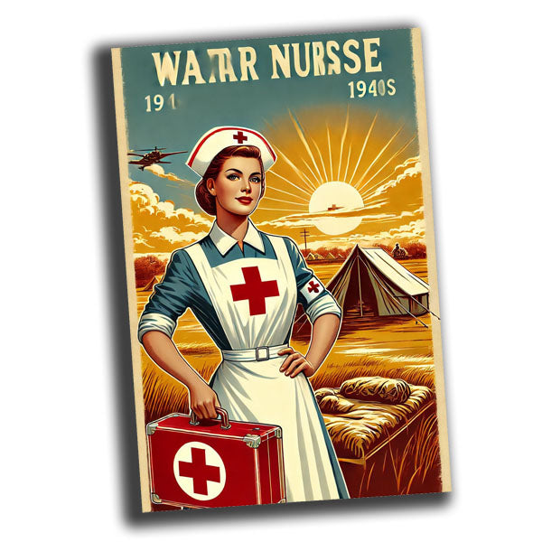 retro vintage illustration of a heroic wartime nurse from the 1940s Photo Glossy 4*6 in F003