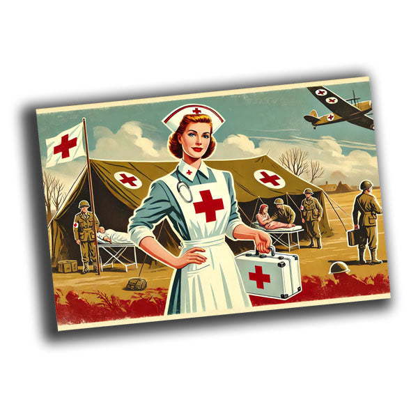 retro vintage illustration of a heroic wartime nurse from the 1940s Photo Glossy 4*6 in F004