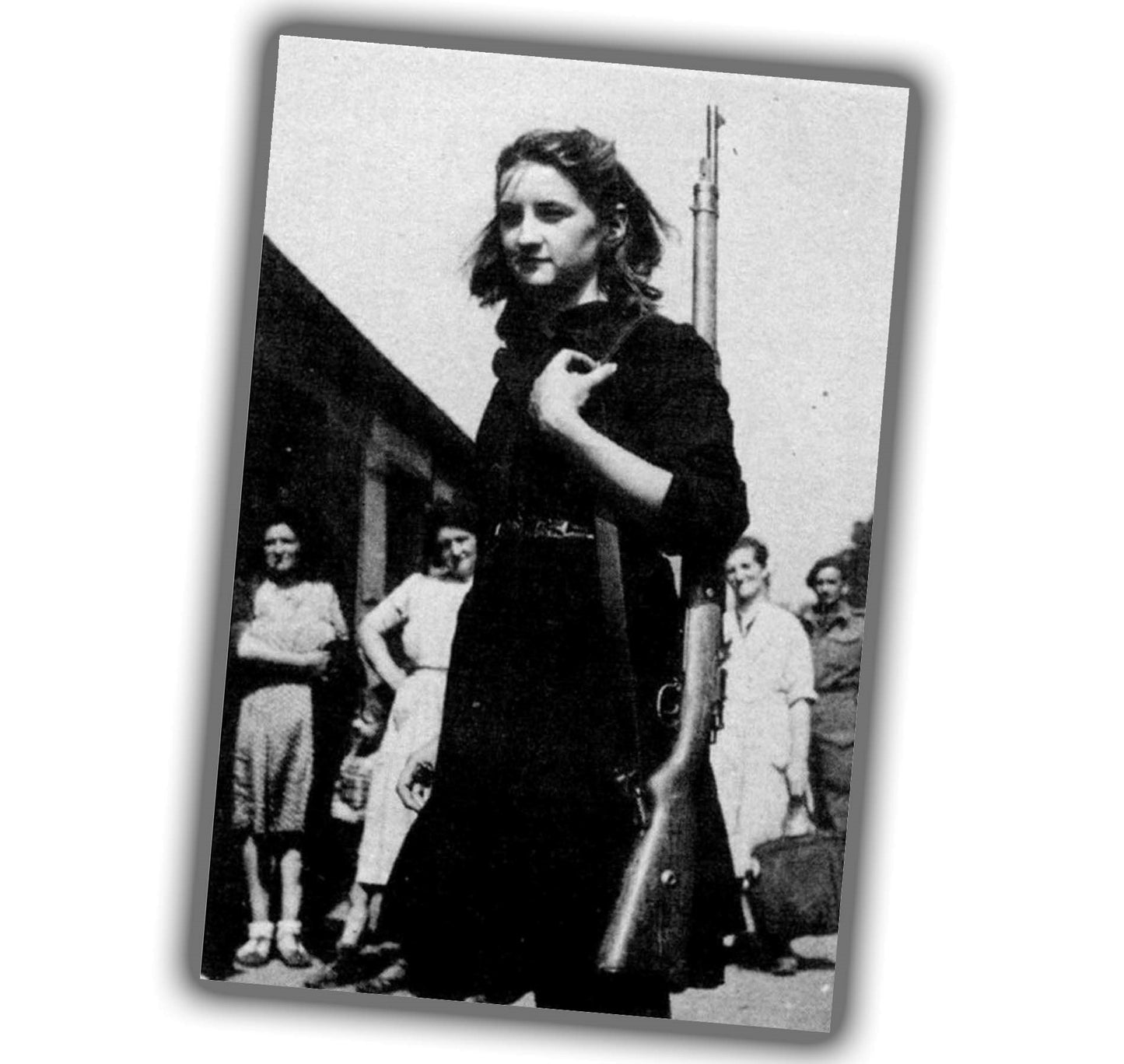 retro classic woman Vintage partisan with rifle WW2 Photo Glossy 4*6 in F051