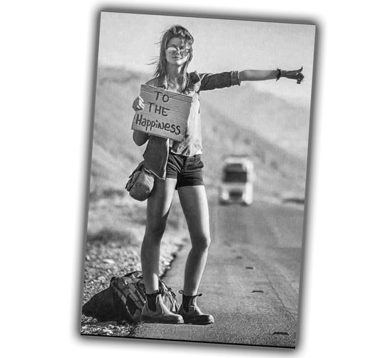 vintage classic woman near road in nevada hitchhiking WW2 Photo Glossy 4*6 in F055