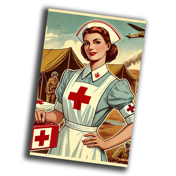 retro vintage illustration of a heroic wartime nurse from the 1940s Photo Glossy 4*6 in F005