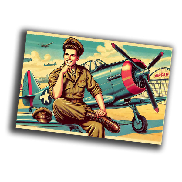retro vintage pin-up illustration featuring a dashing man in a 1940s-1950s  Photo Glossy 4*6 in F011