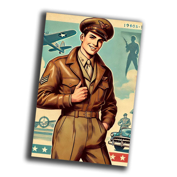 retro vintage pin-up illustration featuring a dashing man in a 1940s-1950s  Photo Glossy 4*6 in F013