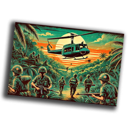 retro vintage illustration depicting the Vietnam War Photo Glossy 4*6 in F023