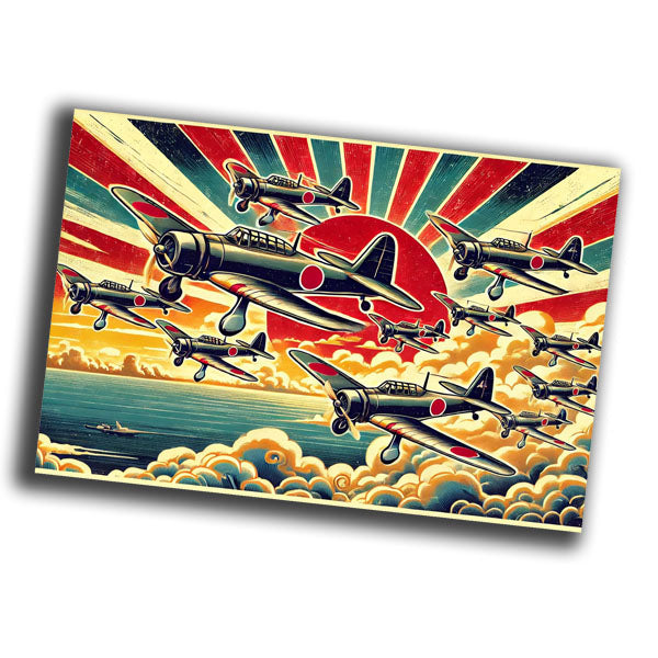 retro vintage illustration of Japanese aircraft during World War II Photo Glossy 4*6 in F024