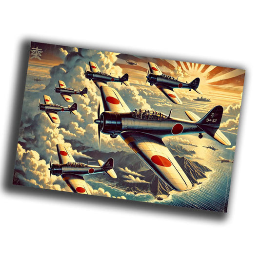 retro vintage illustration of Japanese aircraft during World War II Photo Glossy 4*6 in F025