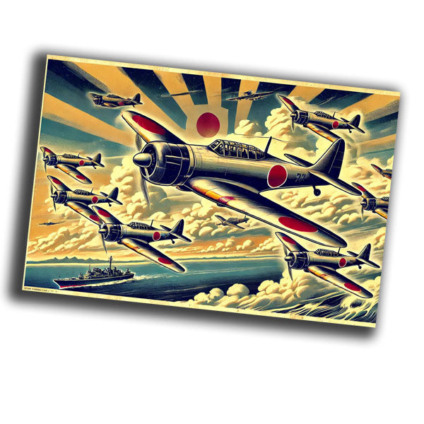 retro vintage illustration of Japanese aircraft during World War II Photo Glossy 4*6 in F026