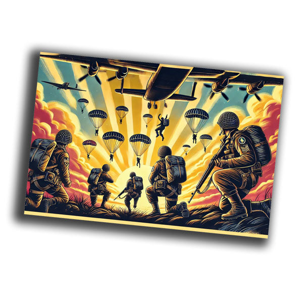 retro vintage illustration of airborne paratroopers from World War II Photo Glossy 4*6 in F028