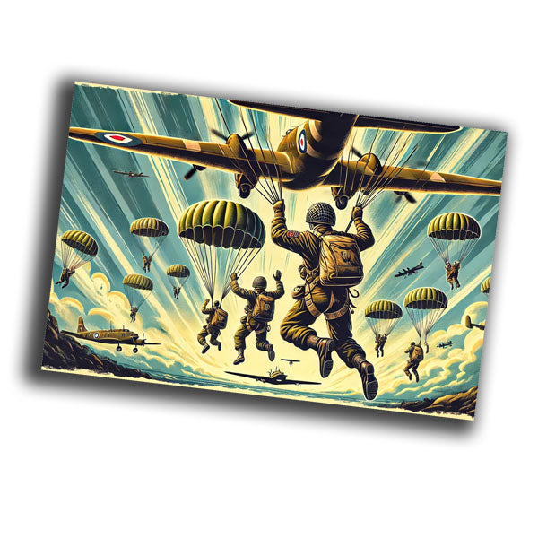 retro vintage illustration of airborne paratroopers from World War II Photo Glossy 4*6 in F029