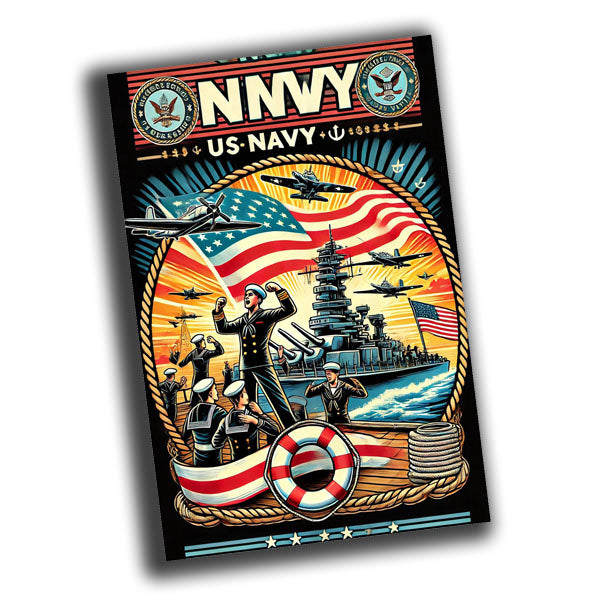 retro vintage illustration of a US Navy theme from the 1940s-1950s Photo Glossy 4*6 in F032