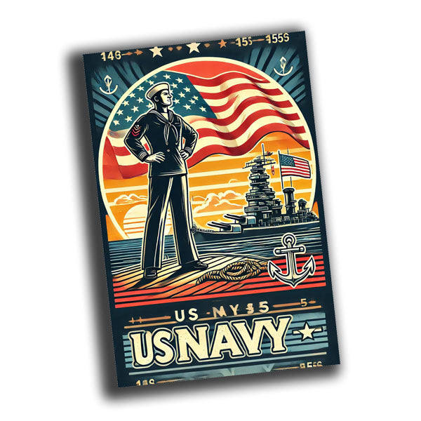 retro vintage illustration of a US Navy theme from the 1940s-1950s Photo Glossy 4*6 in F033