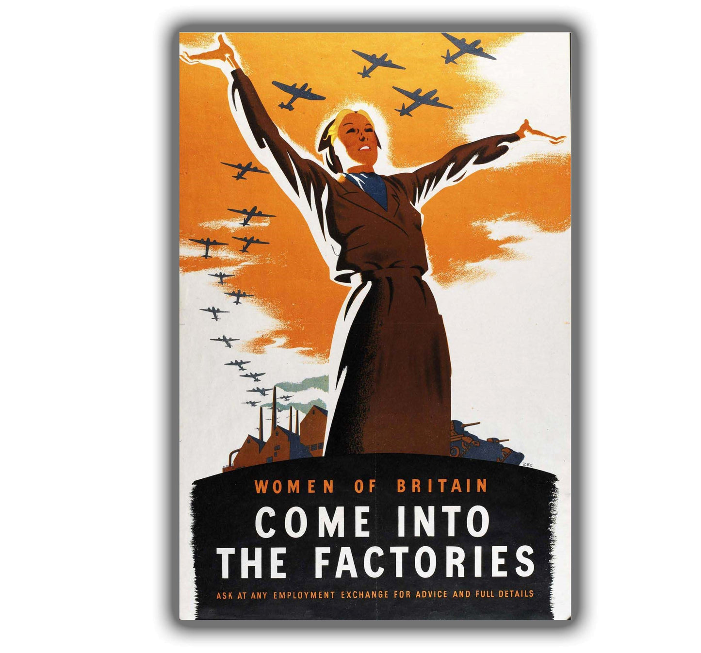 Come into the factories vintage classic retro picture from WW2 Photo Glossy 4*6 in G038