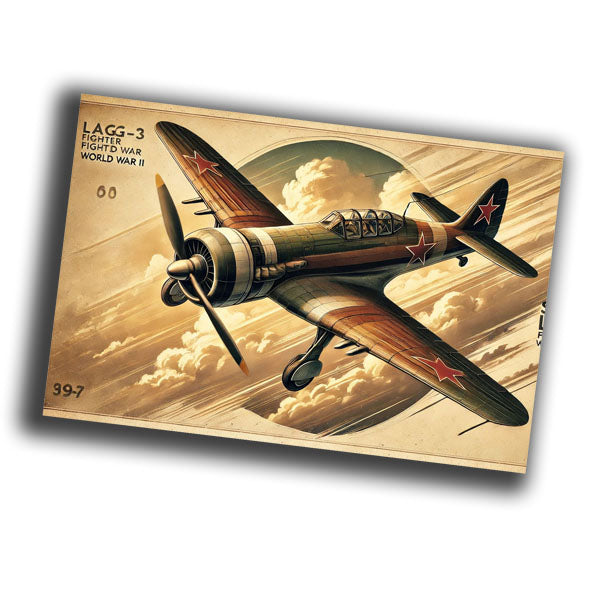 retro vintage illustration of a Soviet LaGG-3 fighter aircraft WW2 Photo Glossy 4*6 in G004