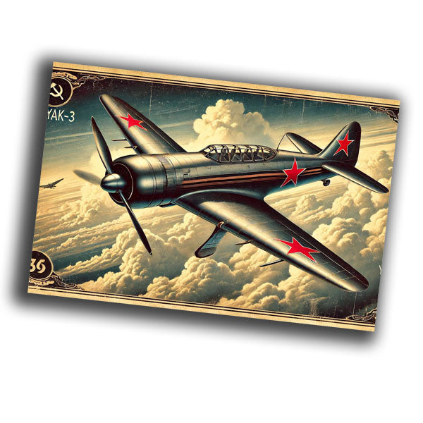 retro vintage illustration of a Soviet LaGG-3 fighter aircraft WW2 Photo Glossy 4*6 in G005