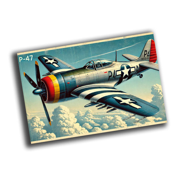 vintage illustration of a classic P-47 Thunderbolt fighter WW2 Photo Glossy 4*6 in G011