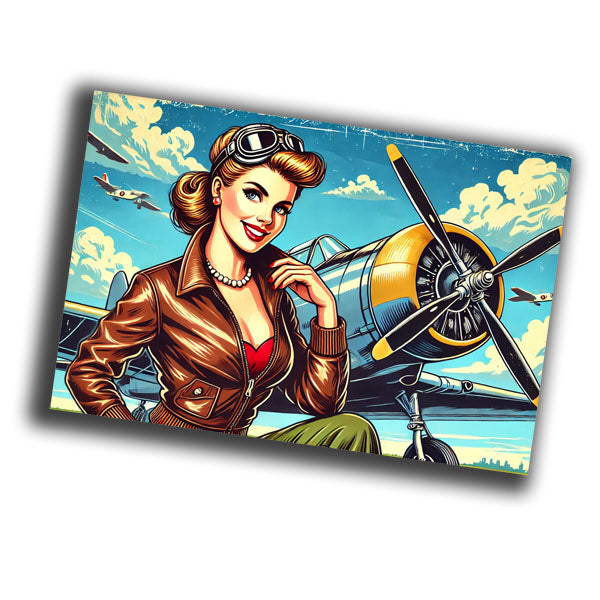 pin-up style retro vintage illustration of a woman pilot  WW2 Photo Glossy 4*6 in G015