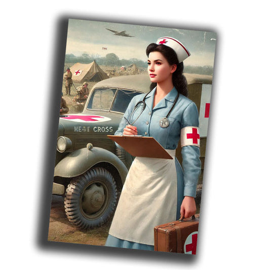 World War II, dressed in a nurse's uniform with a Red Cross WW2 Photo Glossy 4*6 in G017