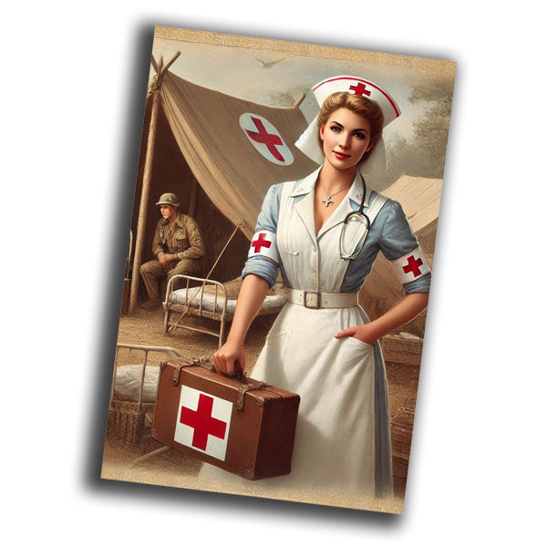 World War II dressed in a nurse's uniform with a Red Cross WW2 Photo Glossy 4*6 in G018