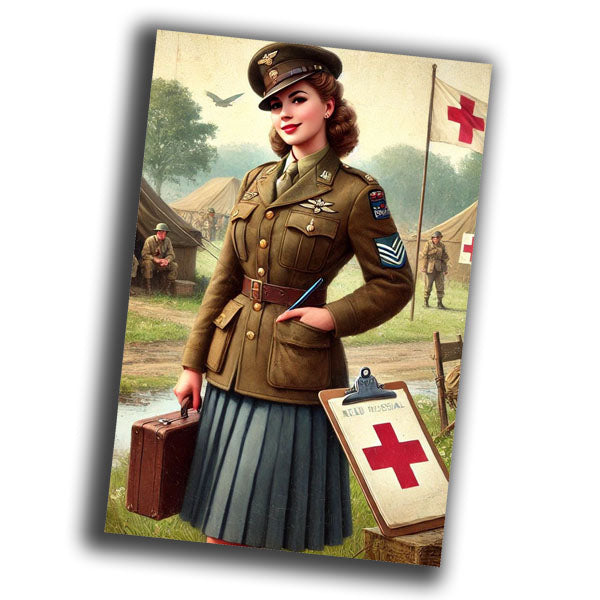 World War II dressed in a nurse's uniform with a Red Cross WW2 Photo Glossy 4*6 in G019