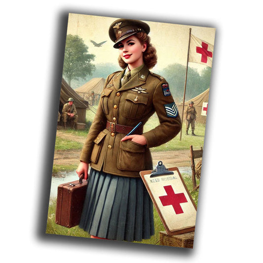 World War II dressed in a nurse's uniform with a Red Cross WW2 Photo Glossy 4*6 in G019