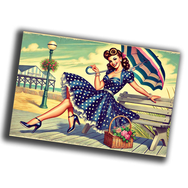 vintage classic pinup illustration, featuring a glamorous woman from the 1940s WW2 Photo Glossy 4*6 in G020