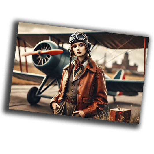 vintage classic female pilot in the 1930s style, WW2 Photo Glossy 4*6 in G034
