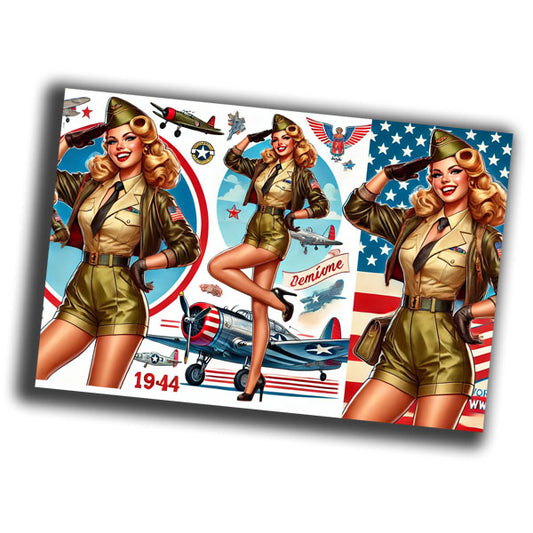 vintage classic retro woman in vintage military-inspired WW2 Photo Glossy 4*6 in H001