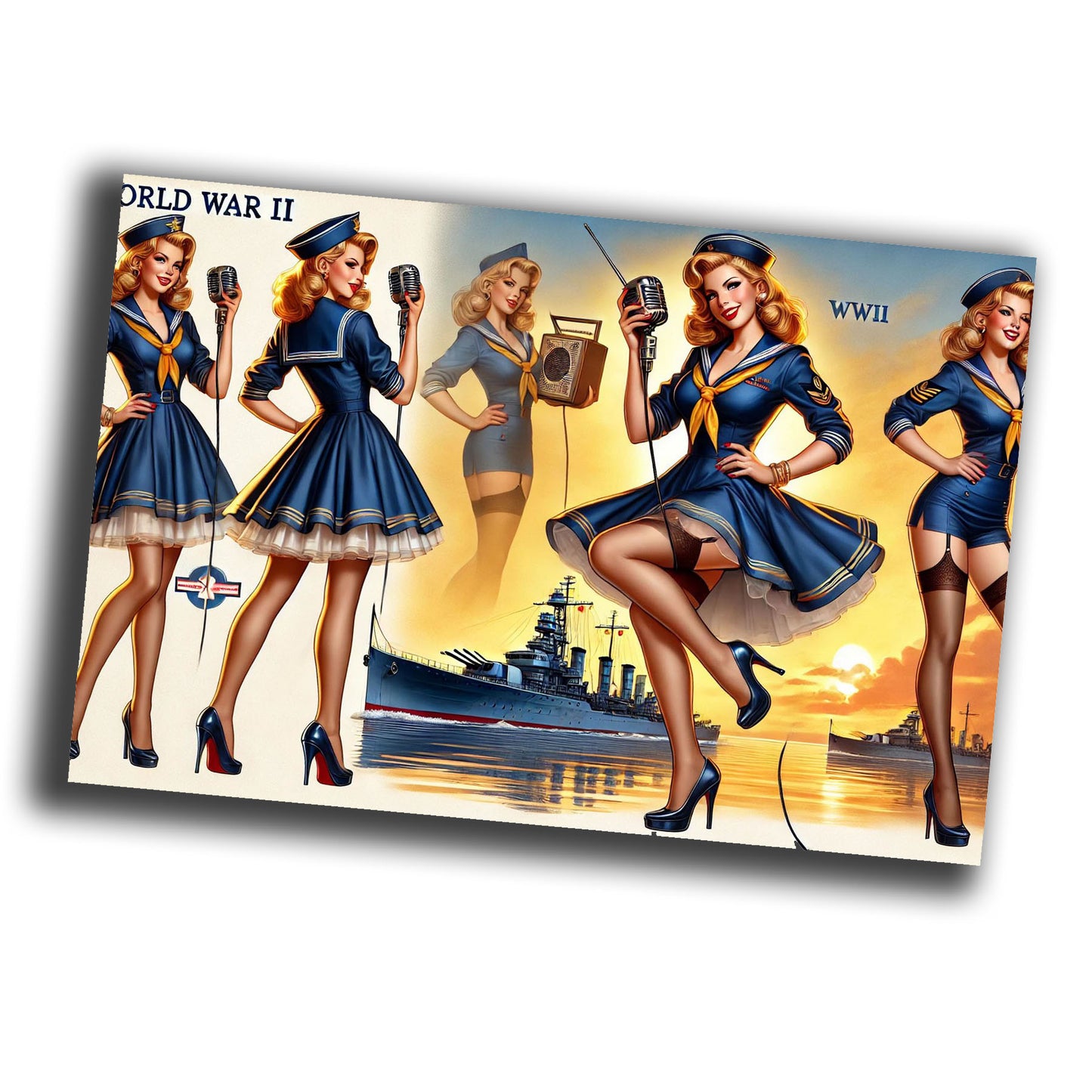 vibrant pin-up style illustration set in the World War II  WW2 Photo Glossy 4*6 in H002