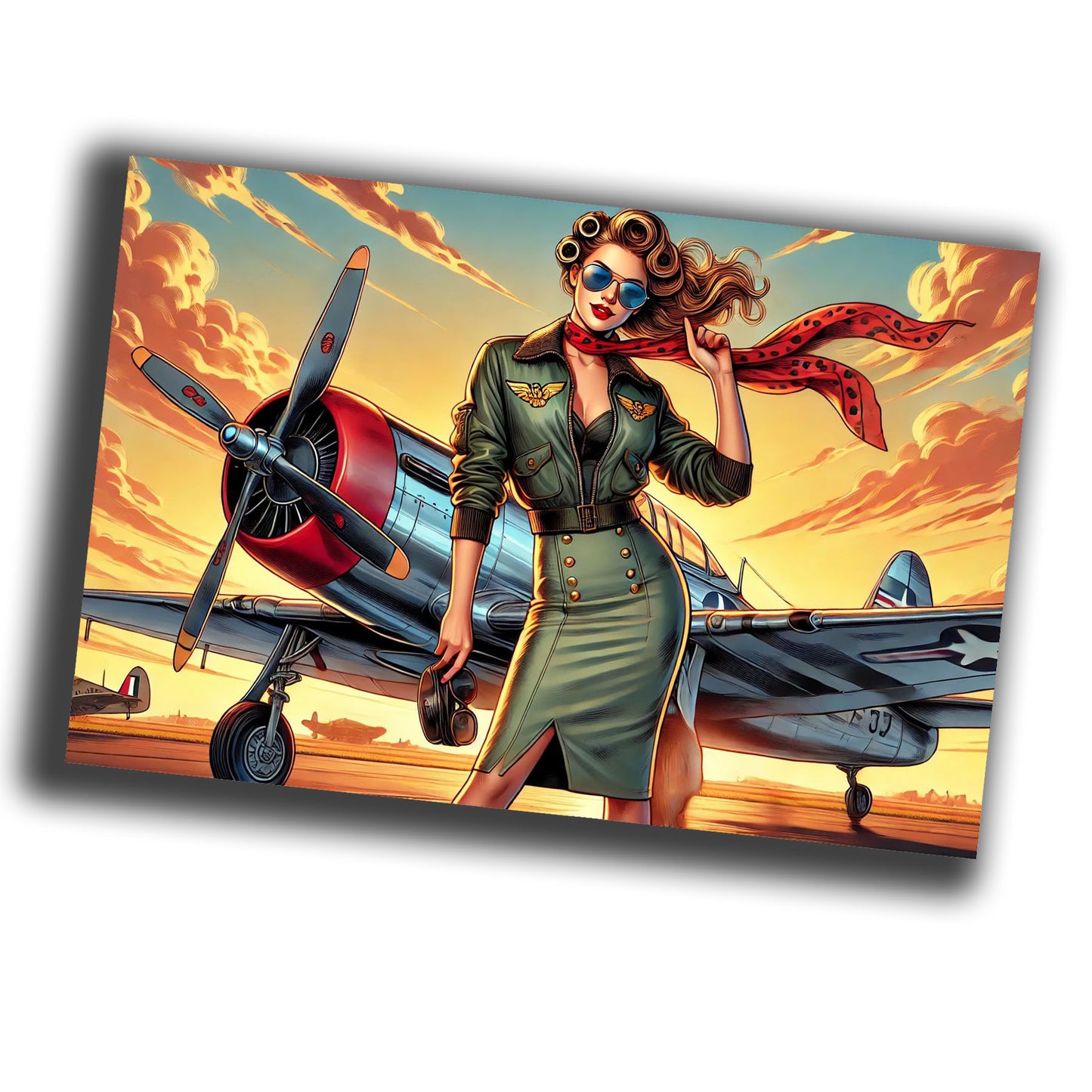 vibrant pin-up style illustration set in the World War II  WW2 Photo Glossy 4*6 in H003