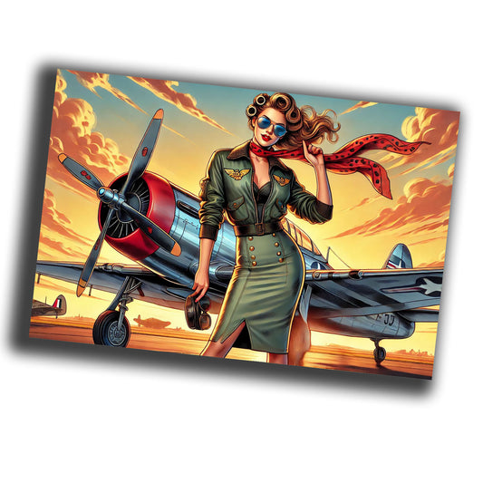 vibrant pin-up style illustration set in the World War II  WW2 Photo Glossy 4*6 in H003