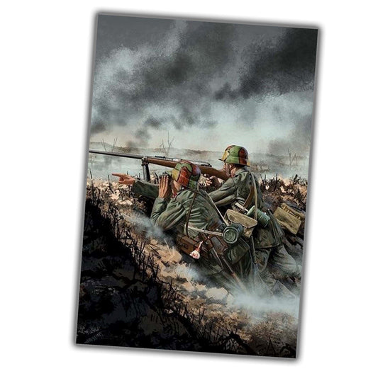 German machine gun crew in uniform on defense  WW2 Photo Glossy 4*6 in H046