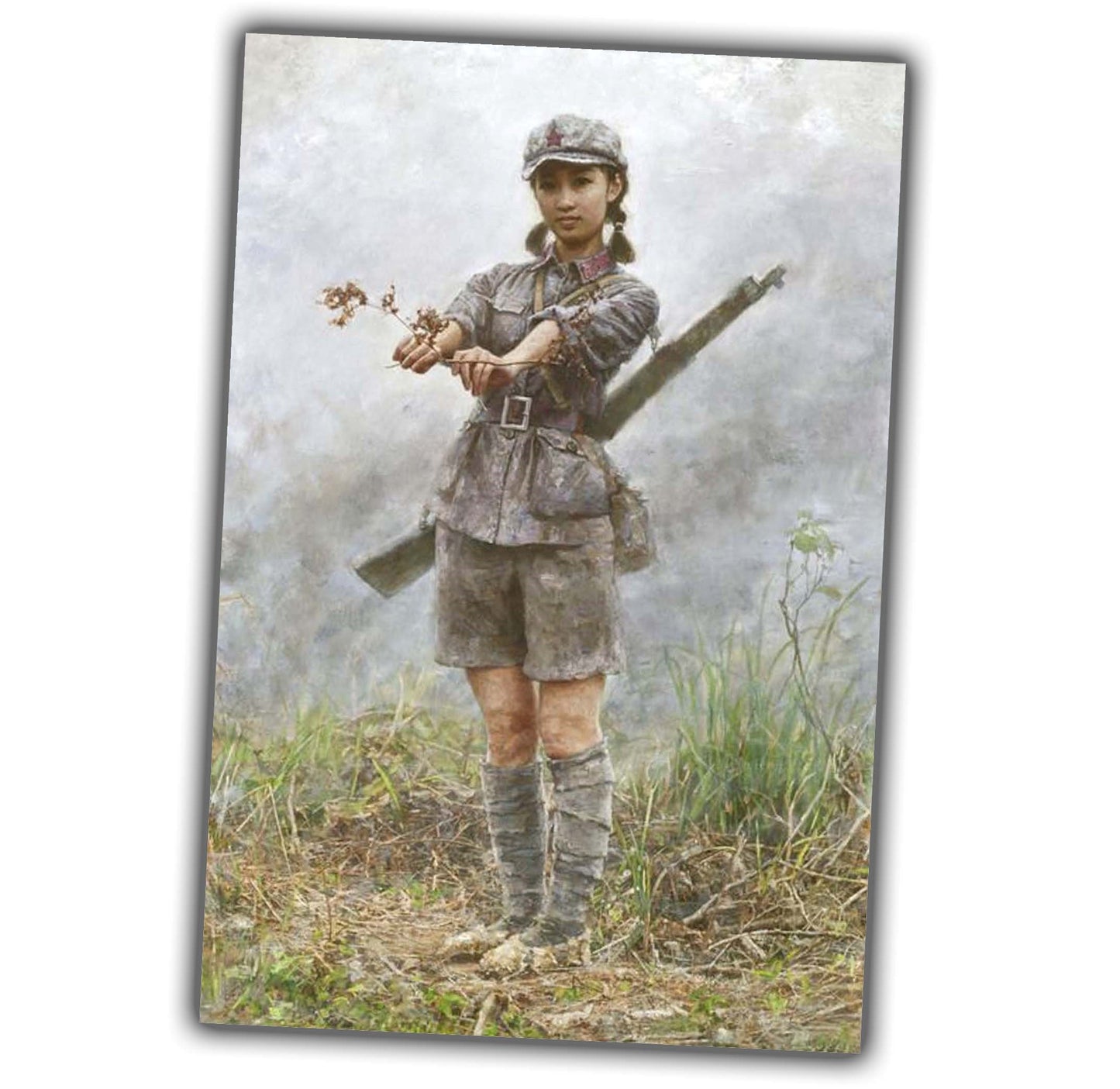 asian girl partisan vintage classic with rifle WW2 Photo Glossy 4*6 in H055
