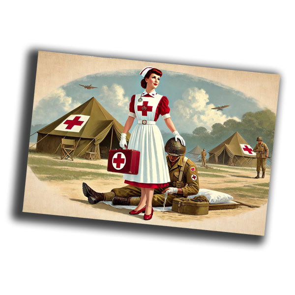 military woman, dressed in a World War II-era medical corps uniform WW2 Photo Glossy 4*6 in H007