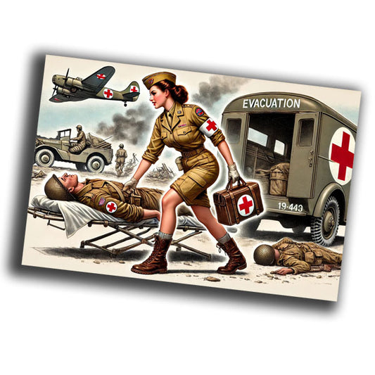 vintage-style illustration of a classic military woman nurse WW2 Photo Glossy 4*6 in H015